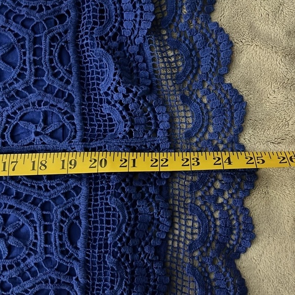 ELLA Moss Anthropologie High low Crochet Lace Electric Blue Skirt S Grannycore - Picture 13 of 13